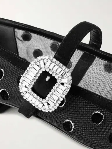 Roger Vivier Belle Vivier 25 Embellished Flocked Mesh Mary Jane Ballet Flats | Thumbnail 5
