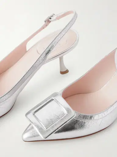 Roger Vivier Viv In The City 65 Metallic Textured-leather Slingback Pumps | Thumbnail 5 Roger Vivier Viv In The City 65 Metallic Textured-leather Slingback Pumps | Thumbnail 5