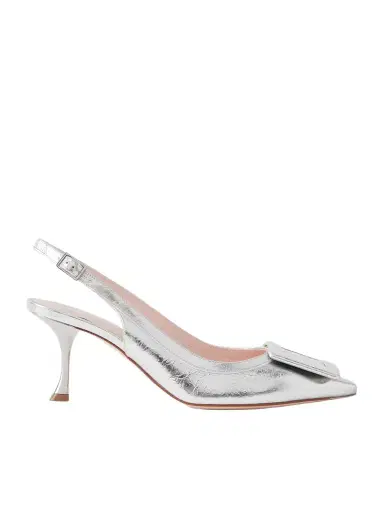 Roger Vivier Viv In The City 65 Metallic Textured-leather Slingback Pumps | Thumbnail 1 Roger Vivier Viv In The City 65 Metallic Textured-leather Slingback Pumps | Thumbnail 1