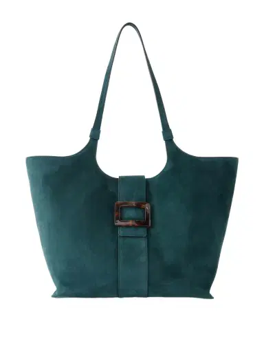 Roger Vivier Belle Vivier Medium Buckled Suede Tote | Thumbnail 1 Roger Vivier Belle Vivier Medium Buckled Suede Tote | Thumbnail 1