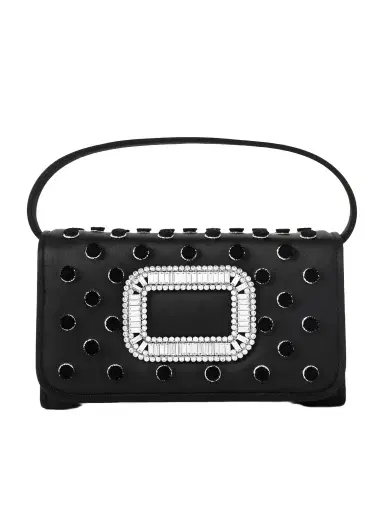Roger Vivier Pilgrim Buckle-embellished Satin Clutch | Thumbnail 1