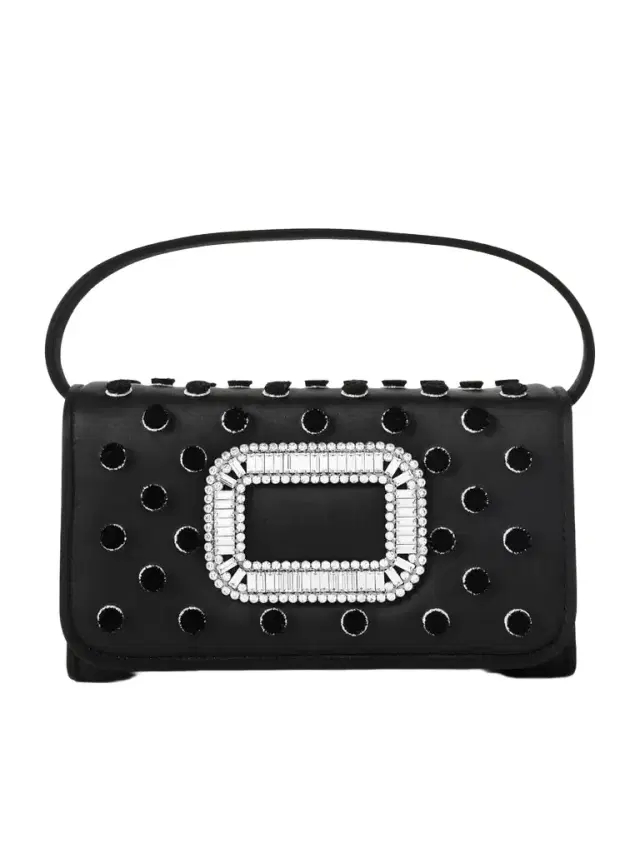 Roger Vivier Pilgrim Buckle-embellished Satin Clutch