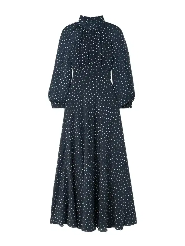 Paige Belted Polka-dot Silk-chiffon Mock-neck Midi Dress