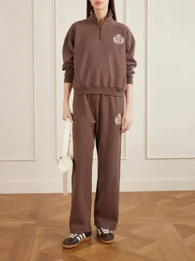 Sporty & Rich Embroidered Cotton-jersey Half-zip Sweatshirt | Thumbnail 2