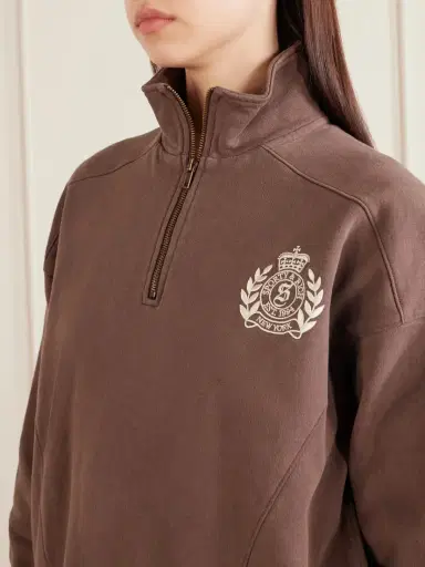 Sporty & Rich Embroidered Cotton-jersey Half-zip Sweatshirt | Thumbnail 4