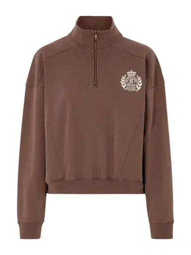Sporty & Rich Embroidered Cotton-jersey Half-zip Sweatshirt | Thumbnail 1