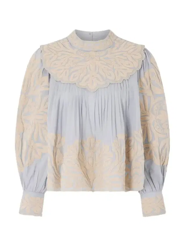 Alexandra Pleated Embroidered Cotton-voile Blouse