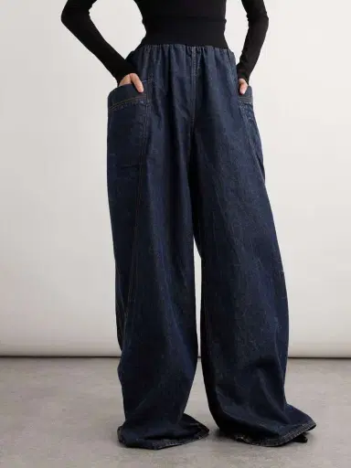 Alaïa Jersey-trimmed High-rise Wide-leg Jeans | Thumbnail 3