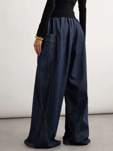 Alaïa Jersey-trimmed High-rise Wide-leg Jeans | Thumbnail 4