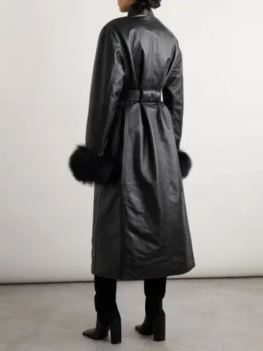 Alaïa Shearling-trimmed Leather Coat | Thumbnail 3 Alaïa Shearling-trimmed Leather Coat | Thumbnail 3