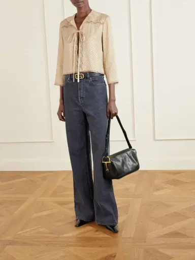 Gucci Lace-up Striped Silk-jacquard Blouse | Thumbnail 2 Gucci Lace-up Striped Silk-jacquard Blouse | Thumbnail 2