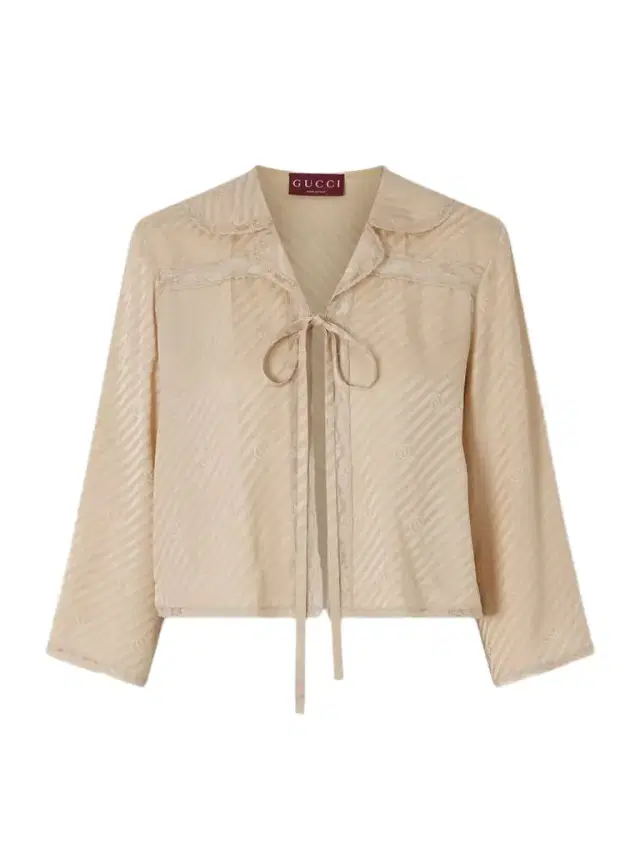 Lace-up Striped Silk-jacquard Blouse
