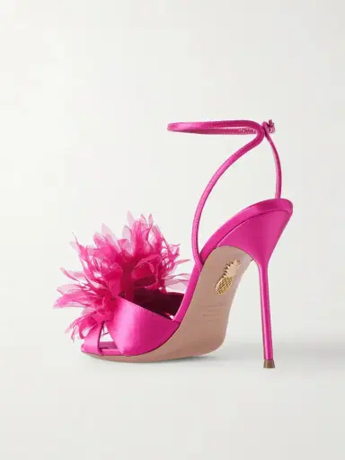 Aquazzura Poème 105 Embellished Organza-trimmed Satin Sandals | Thumbnail 3 Aquazzura Poème 105 Embellished Organza-trimmed Satin Sandals | Thumbnail 3