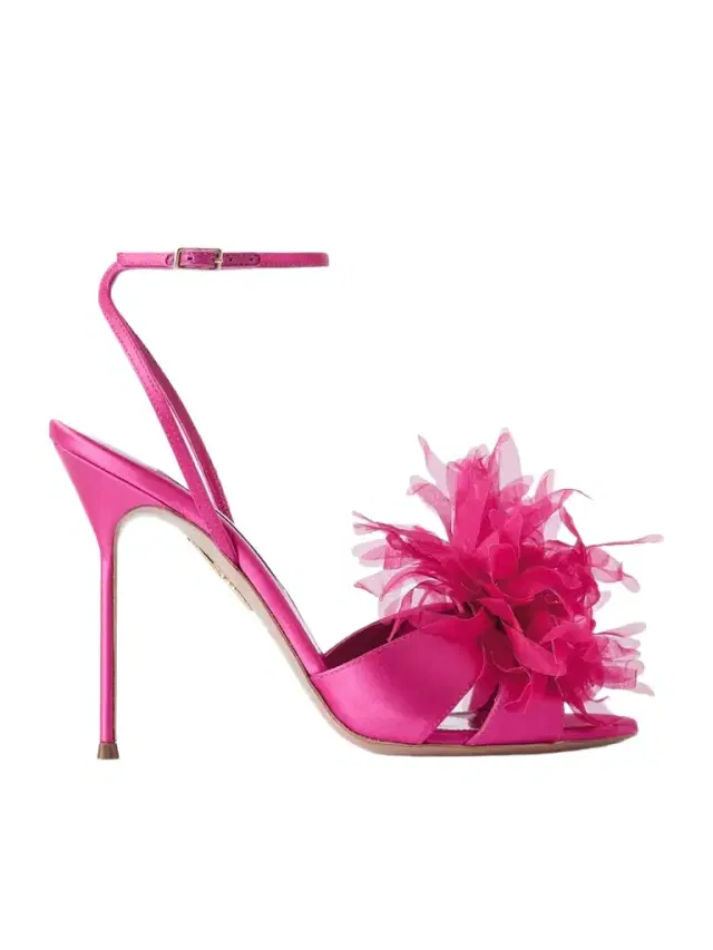 Poème 105 Embellished Organza-trimmed Satin Sandals