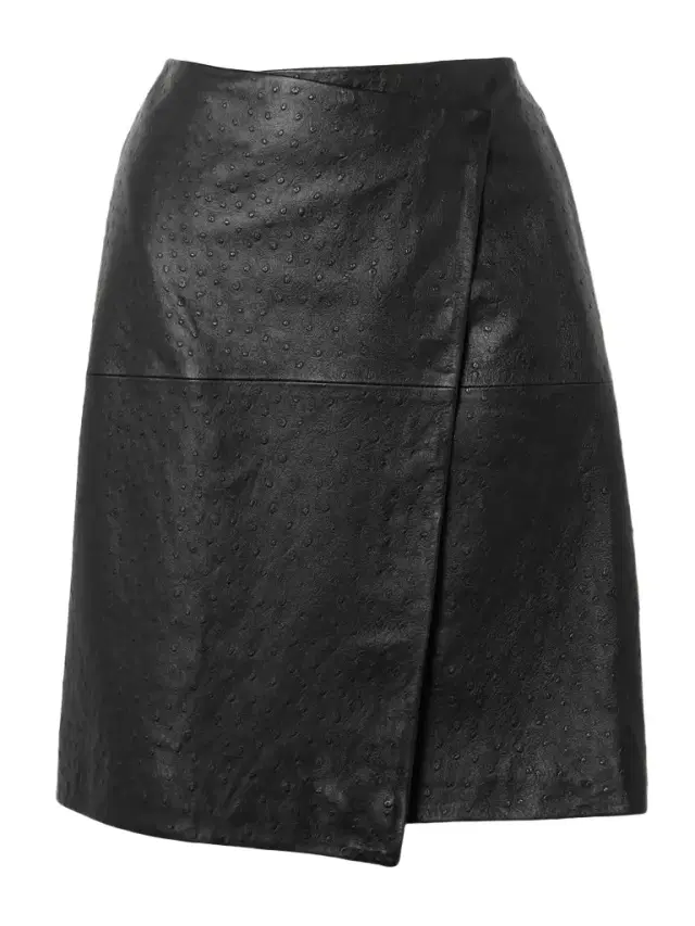 Gora Asymmetric Ostrich-effect Leather Wrap Skirt