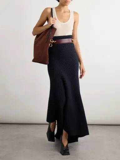 Alaïa Asymmetric Ribbed Wool And Cashmere-blend Skirt | Thumbnail 2