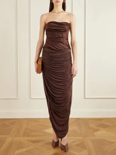 Danielle Frankel Demi Strapless Gathered Silk-satin Bustier | Thumbnail 2 Danielle Frankel Demi Strapless Gathered Silk-satin Bustier | Thumbnail 2