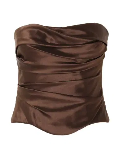 Danielle Frankel Demi Strapless Gathered Silk-satin Bustier | Thumbnail 1 Danielle Frankel Demi Strapless Gathered Silk-satin Bustier | Thumbnail 1