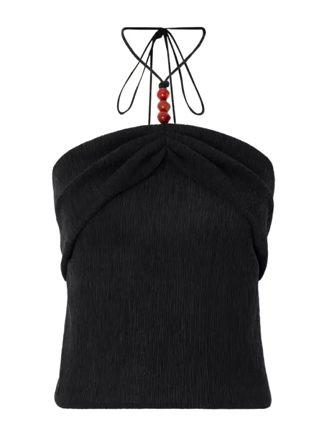 Embellished Textured Lyocell-blend Halterneck Top