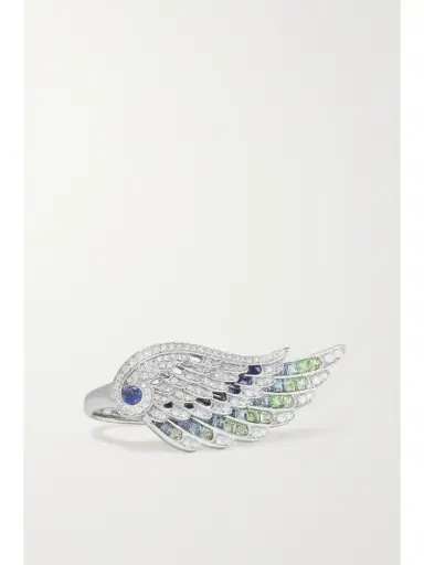 Garrard Wings Embrace Peacock 18-karat White Gold Multi-stone Ring | Thumbnail 1 Garrard Wings Embrace Peacock 18-karat White Gold Multi-stone Ring | Thumbnail 1