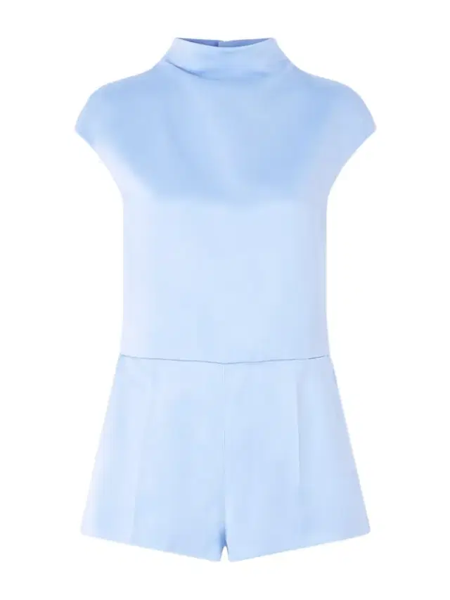 Open-back Cotton And Silk-blend Duchesse-satin Turtleneck Playsuit
