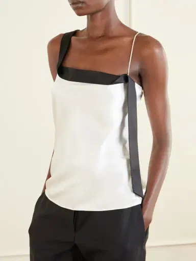 Tom Ford Asymmetric Draped Two-tone Silk-satin Camisole | Thumbnail 3 Tom Ford Asymmetric Draped Two-tone Silk-satin Camisole | Thumbnail 3