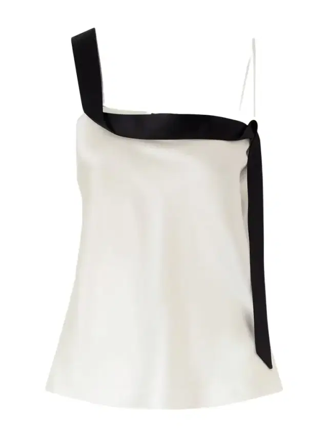 Asymmetric Draped Two-tone Silk-satin Camisole