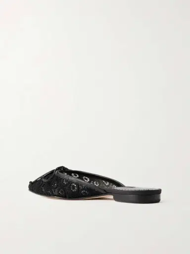 Manolo Blahnik Ballerimu Bow-detailed Leather-trimmed Lace Flats | Thumbnail 3 Manolo Blahnik Ballerimu Bow-detailed Leather-trimmed Lace Flats | Thumbnail 3