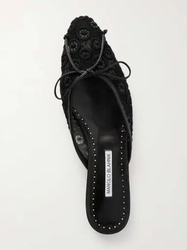 Manolo Blahnik Ballerimu Bow-detailed Leather-trimmed Lace Flats | Thumbnail 6 Manolo Blahnik Ballerimu Bow-detailed Leather-trimmed Lace Flats | Thumbnail 6