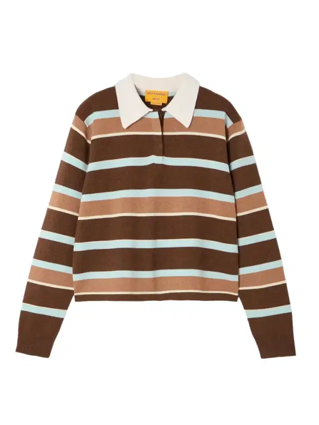Cropped Striped Cashmere Polo Sweater