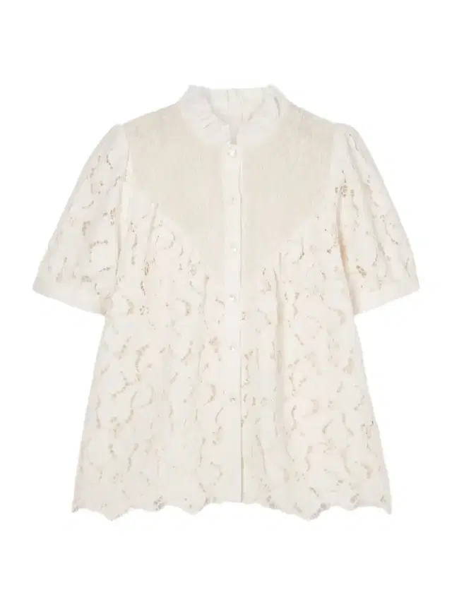 Iole Ruffled Smocked Cotton-trimmed Guipure Lace Blouse