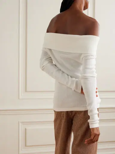 Lisa Yang Claudina Off-the-shoulder Cotton And Cashmere-blend Top | Thumbnail 3 Lisa Yang Claudina Off-the-shoulder Cotton And Cashmere-blend Top | Thumbnail 3