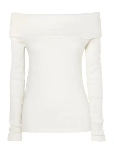 Lisa Yang Claudina Off-the-shoulder Cotton And Cashmere-blend Top | Thumbnail 1 Lisa Yang Claudina Off-the-shoulder Cotton And Cashmere-blend Top | Thumbnail 1