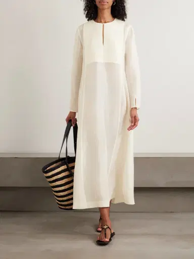 Tory Burch Pleated Linen And Silk-blend Kaftan | Thumbnail 2