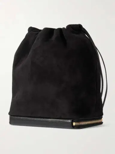 Alaïa Le Pochon Leather-trimmed Suede Shoulder Bag | Thumbnail 3 Alaïa Le Pochon Leather-trimmed Suede Shoulder Bag | Thumbnail 3