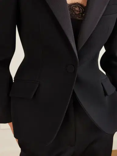 Givenchy Silk-blend Twill-trimmed Textured Wool-blend Blazer | Thumbnail 4 Givenchy Silk-blend Twill-trimmed Textured Wool-blend Blazer | Thumbnail 4