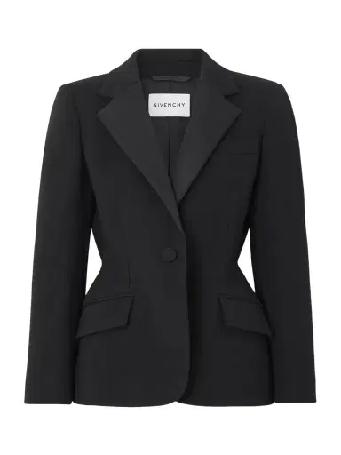 Givenchy Silk-blend Twill-trimmed Textured Wool-blend Blazer | Thumbnail 1 Givenchy Silk-blend Twill-trimmed Textured Wool-blend Blazer | Thumbnail 1