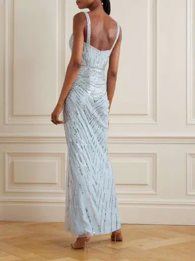 Jenny Packham Chrissy Gathered Draped Embellished Tulle Gown | Thumbnail 3