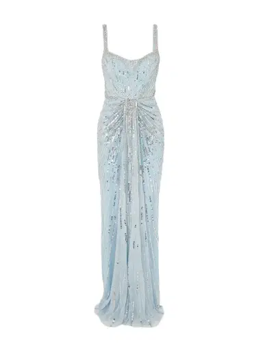 Jenny Packham Chrissy Gathered Draped Embellished Tulle Gown | Thumbnail 1