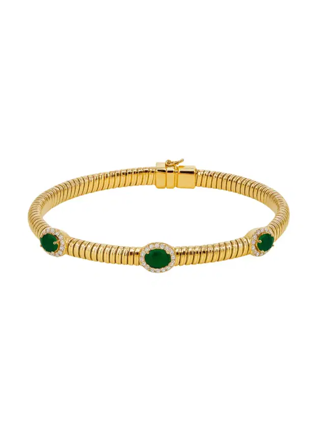 Wish Fine Jewelry 1.74ct Diamond Emerald 18K Italian Gold Bracelet
