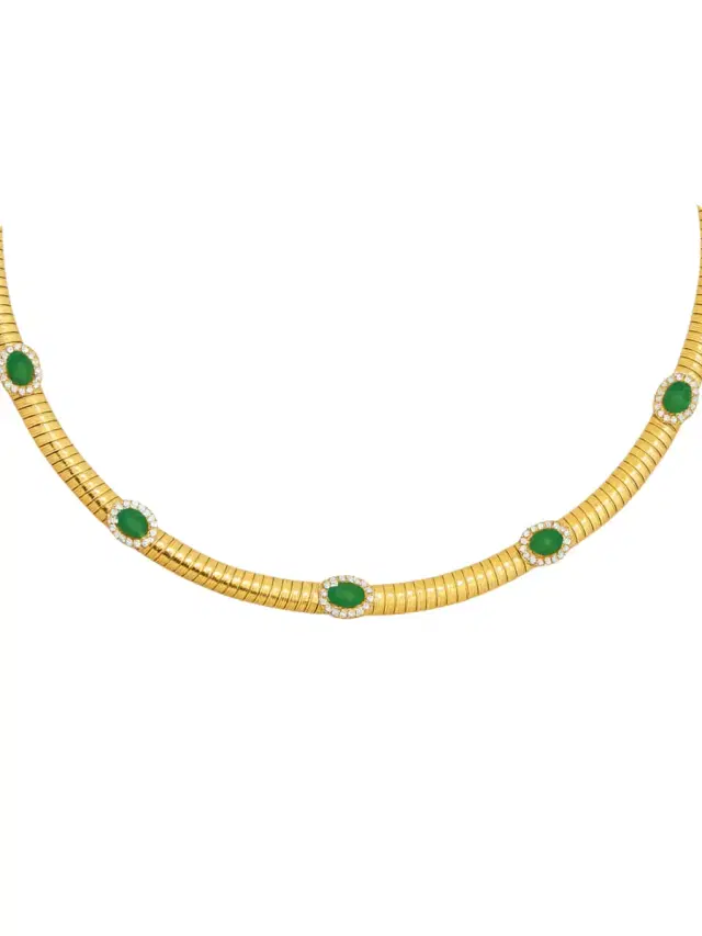 2.57ct Diamond Emerald 18K Italian Gold Necklace