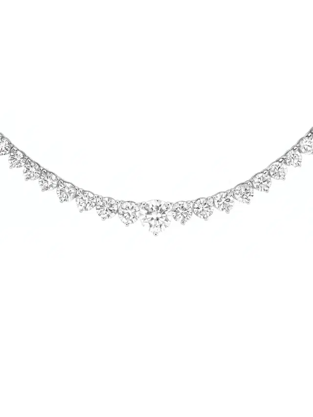 Wish Fine Jewelry 5.40ct Diamond 18K Gold Graduated Tennis Necklace