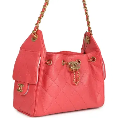 Chanel Chanel Mini 25 Hobo Bag Coral Pink Caviar Antique Gold Hardware | Thumbnail 2 Chanel Chanel Mini 25 Hobo Bag Coral Pink Caviar Antique Gold Hardware | Thumbnail 2