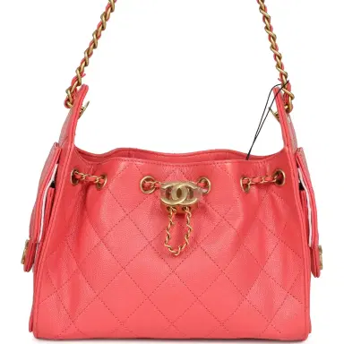 Chanel Chanel Mini 25 Hobo Bag Coral Pink Caviar Antique Gold Hardware | Thumbnail 1 Chanel Chanel Mini 25 Hobo Bag Coral Pink Caviar Antique Gold Hardware | Thumbnail 1