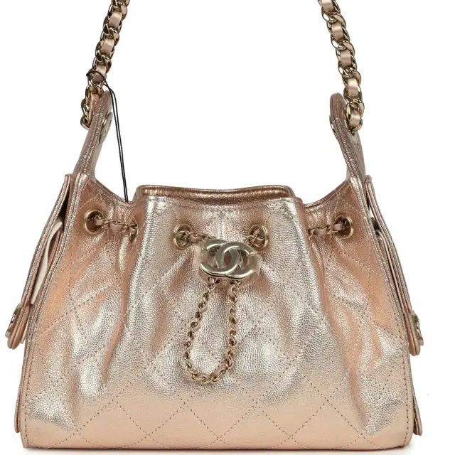 Chanel Chanel Mini 25 Hobo Bag Metallic Rose Gold Caviar Caviar Light Gold Hardware
