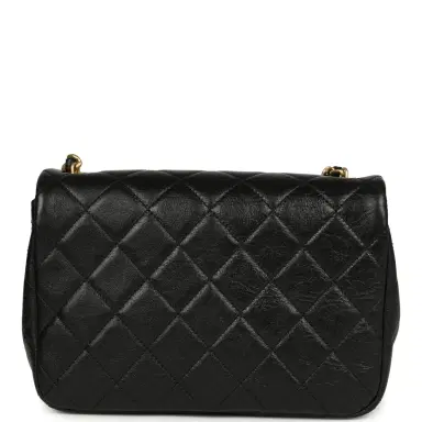 Chanel Chanel Small Pearl Flap Bag Black Shiny Calfskin Brushed Gold Hardware | Thumbnail 4