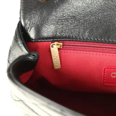 Chanel Chanel Small Pearl Flap Bag Black Shiny Calfskin Brushed Gold Hardware | Thumbnail 10