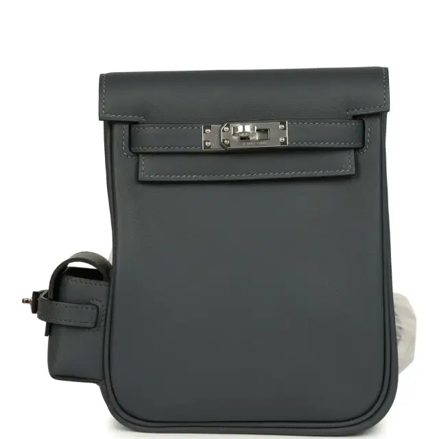 hermes Hermes Mini Kelly Jump Backpack Gris Misty Swift Palladium Hardware
