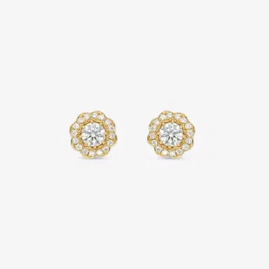 Hearts On Fire Hearts On Fire Lorelei 18K Yellow Gold Diamond Halo Stud Earrings by The Solist | Thumbnail 2