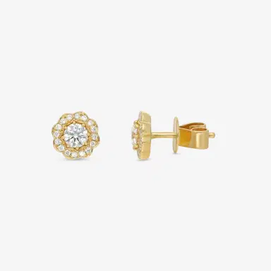 Hearts On Fire Hearts On Fire Lorelei 18K Yellow Gold Diamond Halo Stud Earrings by The Solist | Thumbnail 3